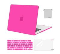 MOSISO Coque Compatible avec MacBook Air 15 Pouces M4 A3241 M3 A3114 M2 A2941 2025 2024 2023 Retina Display Touch ID, Étui Rigide&Housse Clavier&Protecteur D'écran&Sac Rangement,Rose Vif