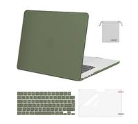 MOSISO Coque Compatible avec MacBook Air 15 Pouces M4 A3241 M3 A3114 M2 A2941 2025 2024 2023 Retina Display Touch ID, Étui Rigide&Housse Clavier&Protecteur D'écran&Sac Rangement,Armée Vert