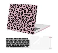 MOSISO Coque Compatible avec MacBook Air 15 Pouces M5 M4 M3 M2 2026-2023 A3448 A3241 A3114 A2941,Plastique Grain de Léopard Coque Rigide & Protection Clavier&Protecteur D'écran,Rose Craie