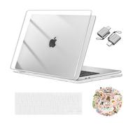 MOSISO Coque Compatible avec MacBook Pro 13 2024-2016 M2 M1 A2338 A2251 A2289 A2159 A1989 A1708 A1706,Coque Rigide Plastique&Housse de Clavier&Décalques PC Portable&Adaptation Type C,Transparent