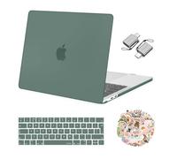 MOSISO Coque Compatible avec MacBook Pro 13 2024-2016 M2 M1 A2338 A2251 A2289 A2159 A1989 A1708 A1706,Coque Rigide Plastique&Housse de Clavier&Décalques PC Portable&Adaptation Type C,Vert Émeraude