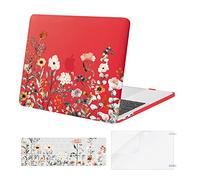 MOSISO Coque Compatible avec MacBook Pro 13 2026 2025 2024-2016 M2 M1 A2338 A2289 A2251 A2159 A1989 A1706 A1708, Plastique Jardin Fleurs Coque Rigide&Protection Clavier&Protecteur D'écran,Rouge