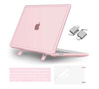 MOSISO Coque Compatible avec MacBook Pro 13 M2 M1 2024-2016 A2338 A2251 A2289 A2159 A1989 A1708 A1706,Usage Intensif Étui Rigide avec Béquille&Habillage Clavier&Film d'écran&Adaptateur,Rose