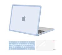 MOSISO Coque Compatible avec MacBook Pro 13 M2 M1 A2338 A2251 A2289 A2159 A1989 A1708 A1706 2024-2016,Usage Intensif Anti-Crackage Étui avec Pare-Chocs TPU&Peau Clavier&Film D'écran,Airy Bleu