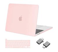 MOSISO Coque Compatible avec MacBook Pro 13 Pouces 2024-2016 M2 M1 A2338 A2251 A2289 A2159 A1989 A1706 A1708, Plastique Coque Rigide&Protection Clavier&Adaptateur Type C,Rose Craie