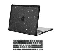 MOSISO Coque Compatible avec MacBook Pro 13 Pouces 2024-2016 M2 M1 A2338 A2289 A2251 A2159 A1989 A1706 A1708,Anti-Crackage Usage Intensif Pailleté Étui avec Pare-Chocs TPU&Housse Clavier,Noir