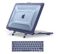 MOSISO Coque Compatible avec MacBook Pro 13 Pouces M2 M1 2024-2016 A2338 A2251 A2289 A2159 A1989 A1708 A1706,Nid d'abeille Antichoc Étui Pare-Chocs TPU avec Béquille Pliable&Housse Clavier,Bleu Marin