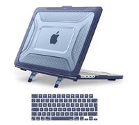 MOSISO Coque Compatible avec MacBook Pro 14 M5 M4 M3 M2 M1 2025-2021 A3434 A3112 A3185 A3401 A2918 A2992 A2779 A2442,Nid d'abeille Pare-Chocs TPU Étui avec Béquille Pliable&Housse Clavier,Bleu Marin