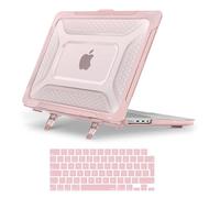 MOSISO Coque Compatible avec MacBook Pro 16 2026-2021 M5 M4 M3 M2 M1 A3428 A3429 A3403 A3186 A2991 A2780 A2485,Nid d'abeille Antichoc Intensif Pare-Chocs TPU avec Béquille Pliable&Clavier,Rose