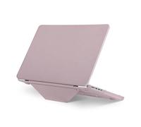 MOSISO Coque Compatible avec MacBook Pro 16 Pouces 2025 2024 2023 2022 2021 M4 M3 M2 M1 A3403 A3186 A2991 A2780 A2485, Étui en Plastique Revêtue Cuir PU avec Pied de Support Rabattable,Rose