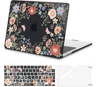 MOSISO Coque Rigide Compatible avec MacBook Air 13 Pouces M5 M4 M3 M2 2026-2022 A3449 A3240 A3113 A2681, Fleurs Abondantes Clavier Skin Protecteur D'écran pour MacBook Air 13,6 Pouces,Noir