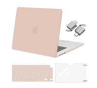 MOSISO Coque Rigide Compatible avec MacBook Air 15 Pouces 2025-2023 M4 M3 M2 A3241 A3114 A2941, Coque pour MacBook Air M2 M3 M4 15&Housse Clavier&Protecteur Écran&Adaptateur Type-C,Chameau