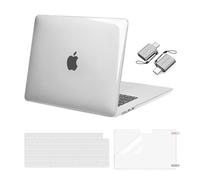 MOSISO Coque Rigide Compatible avec MacBook Air 15 Pouces 2025-2023 M4 M3 M2 A3241 A3114 A2941, Coque pour MacBook Air M2 M3 M4 15&Housse Clavier&Protecteur Écran&Adaptateur Type-C,Cristal Clair