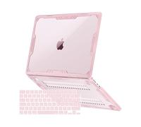 MOSISO Coques Compatible avec MacBook Air 13 Pouces M4 M3 M2 2026 2025 2024 2023 2022 A3240 A3113 A2681,Coque Rigide en Géométrie Symétrique,avec Bumper TPU&Protection de Clavier,Rose