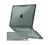 MOSISO Coques Compatible avec MacBook Air 13 Pouces M4 M3 M2 2026 2025 2024 2023 2022 A3240 A3113 A2681,Coque Rigide en Géométrie Symétrique,avec Bumper TPU&Protection de Clavier,Vert Minuit