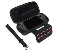 MOSISO Étui de Transport Rigide Étanche Antichoc, Compatible avec Steam Deck et Autres Accessoires, 10 Emplacements SD Jeux & Bretelle D'épaule, Noir