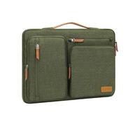 MOSISO Housse 360° Ordinateur 14 Pouces avec Doublure Douce | Compatible avec MacBook Dell HP Lenovo Acer,Sac Ouvert Latérale avec 4 Poches Zippées&Poignée,Vert Olive