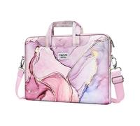 MOSISO Housse Compatible avec MacBook Air M4 M3 M2/M1 13 2025-2018/Pro 13 M2 M1 2025-2016, Laptop Mallette Sleeve Sac à Bandoulière avec Ceinture de Chariot Marbre MO-MBH216