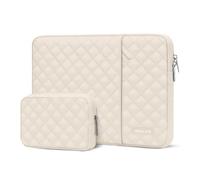 MOSISO Housse Compatible avec MacBook Pro 16, HP, Acer, Dell, Lenovo, ASUS,15-15,6" Notebook,Carré Matelassé Vertical Sac avec Pocket & Petite Poche,Sable