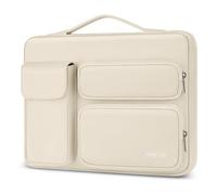 MOSISO Housse Ordinateur 13-13,3 Pouces Compatible avec MacBook Air/Pro 13/Pro 14, HP Dell ASUS Lenovo,Pochette PC Ouvert Latérale avec 2 Surélevées&1 Poche à Rabat,Sable