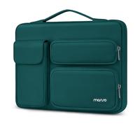 MOSISO Housse Ordinateur 13-13,3 Pouces Compatible avec MacBook Air/Pro 13 / Pro 14, HP Dell ASUS Lenovo,Pochette PC Ouvert Latérale avec 2 Surélevées&1 Poche à Rabat,Sarcelle Foncé
