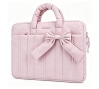 MOSISO Housse Ordinateur 14 Pouces avec Nœud & Poignée,Rose | Housse Rembourré 14 Pouces Compatible avec MacBook HP Lenovo Dell ASUS Acer,Sac Matelassé Rectangle
