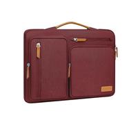 MOSISO Housse Ordinateur 15 Pouces Compatible avec MacBook Air 15 Pouces M4 M3 M2 2025-2023/Pro 15, HP Stream 14,Sac Ouvert Latérale avec 4 Poches Zippées&Poignée,Vin Rouge