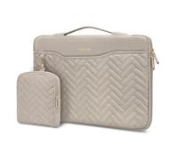 MOSISO Housse Ordinateur Portable 13-14 Pouces Compatible avec MacBook Air/Pro,13-13,3 Notebook,Compatible avec MacBook Pro 14,Sac Matelassé Rectangulaire avec Poignée&Petit Sac&Poche,Brun Taupe