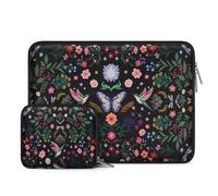 MOSISO Housse Ordinateur Portable 16 Pouces avec Pochette,Noir | Néoprène Colibri Plantes & Fleurs Sac Compatible avec MacBook Pro 16 Pouces, HP Acer Dell Lenovo ASUS Notebook