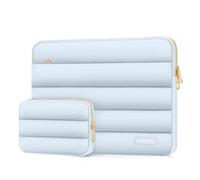 MOSISO Housse Ordinateur Portable Bouffi 13-13,3 Pouces avec Petit Sac | Housse Ordinateur Horizontale Matelassée 13,3 Pouces Compatible avec Macbook Neo/Air/Pro 13/14,HP Dell ASUS,Bleu Ciel