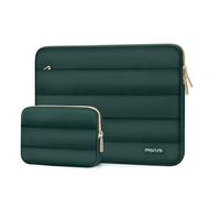 MOSISO Housse Ordinateur Portable Bouffi 16 Pouces avec Petit Sac | Housse Ordinateur Horizontale Matelassée 15,6 Pouces Compatible avec MacBook Pro 16,HP Dell ASUS Acer Lenovo,Vert Paon
