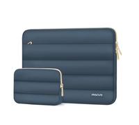 MOSISO Housse Ordinateur Portable Bouffi 16 Pouces avec Petit Sac | Housse Ordinateur Horizontale Matelassée 15,6 Pouces Compatible avec MacBook Pro 16,HP Dell ASUS Acer Lenovo,Brume Bleu