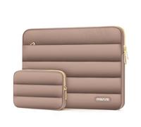 MOSISO Housse Ordinateur Portable Bouffi 17,3 Pouces avec Petit Sac | Housse Ordinateur Horizontale Matelassée 17,3 Pouces Compatible avec Dell/HP Pavilion/Ideapad/Acer/Alienware,Marron