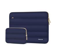 MOSISO Housse Ordinateur Portable Bouffi 17,3 Pouces avec Petit Sac | Housse Ordinateur Horizontale Matelassée 17,3 Pouces Compatible avec Dell/HP Pavilion/Ideapad/Acer/Alienware,Bleu Marin