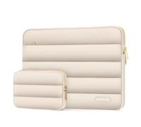 MOSISO Housse Ordinateur Portable Bouffi 17,3 Pouces avec Petit Sac | Housse Ordinateur Horizontale Matelassée 17,3 Pouces Compatible avec Dell/HP Pavilion/Ideapad/Acer/Alienware,Sable