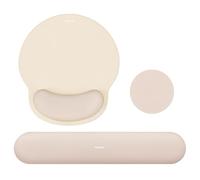 MOSISO Kit Repose-Poignet Souris & Clavier Ergonomique Antidérapant | Mousse Mémoire, Courbe Circulaire, Surélevé, Soulage la Douleur, Idéal pour Bureau ou Maison, Facile à Taper,Abricot