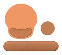 MOSISO Kit Repose-Poignet Souris & Clavier Ergonomique Antidérapant | Mousse Mémoire, Courbe Circulaire, Surélevé, Soulage la Douleur, Idéal pour Bureau ou Maison, Facile à Taper,Orange Cosmique
