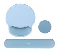 MOSISO Kit Repose-Poignet Souris & Clavier Ergonomique Antidérapant | Mousse Mémoire, Courbe Circulaire, Surélevé, Soulage la Douleur, Idéal pour Bureau ou Maison, Facile à Taper,Airy Bleu