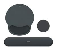 MOSISO Kit Repose-Poignet Souris & Clavier Ergonomique Antidérapant | Mousse Mémoire, Courbe Circulaire, Surélevé, Soulage la Douleur, Idéal pour Bureau ou Maison, Facile à Taper,Espace Gris