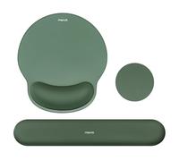 MOSISO Kit Repose-Poignet Souris & Clavier Ergonomique Antidérapant | Mousse Mémoire, Courbe Circulaire, Surélevé, Soulage la Douleur, Idéal pour Bureau ou Maison, Facile à Taper,Vert Minuit