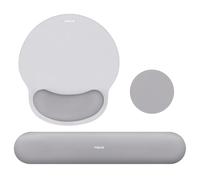 MOSISO Kit Repose-Poignet Souris & Clavier Ergonomique Antidérapant | Mousse Mémoire, Courbe Circulaire, Surélevé, Soulage la Douleur, Idéal pour Bureau ou Maison, Facile à Taper,Gris