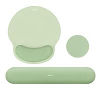 MOSISO Kit Repose-Poignet Souris & Clavier Ergonomique Antidérapant | Mousse Mémoire, Courbe Circulaire, Surélevé, Soulage la Douleur, Idéal pour Bureau ou Maison, Facile à Taper,Vert Laurier