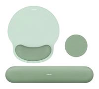 MOSISO Kit Repose-Poignet Souris & Clavier Ergonomique Antidérapant | Mousse Mémoire, Courbe Circulaire, Surélevé, Soulage la Douleur, Idéal pour Bureau ou Maison, Facile à Taper,Vert Antique