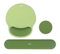 MOSISO Kit Repose-Poignet Souris & Clavier Ergonomique Antidérapant | Mousse Mémoire, Courbe Circulaire, Surélevé, Soulage la Douleur, Idéal pour Bureau ou Maison, Facile à Taper,Vert Olive