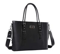 MOSISO Laptop Tote Sac(17-17,3 Pouces), PU Cuir Mallette Sac Bandoulière Compatible avec MacBook & Notebook Grande Capacité avec Compartiment Rembourré, Noir