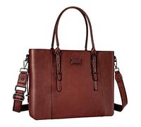 MOSISO Laptop Tote Sac(17-17,3 Pouces), PU Cuir Mallette Sac Bandoulière Compatible avec MacBook & Notebook Grande Capacité avec Compartiment Rembourré, Marron