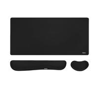 MOSISO Repose-Poignet Clavier & Tapis de Souris Set,Grand Tapis de Souris de Jeu&Petit Repose Poignet&Wrist Rest Clavier,Ergonomique Antidérapante Mouse Pad Surélevé Courbé Mousse à Mémoire, Noir