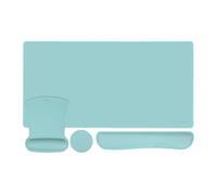 MOSISO Repose Poignet Set,Grand Tapis de Souris Gamer&Repose Poignet Clavier&Tapis de Souris&Sous-verre,Ergonomique Antidérapant Mouse Pad avec Mousse à Mémoire Maison Bureau,Aiguemarine