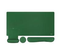 MOSISO Repose Poignet Set,Grand Tapis de Souris Gamer&Repose Poignet Clavier&Tapis de Souris&Sous-verre,Ergonomique Antidérapant Mouse Pad avec Mousse à Mémoire Maison Bureau,Vert jungle