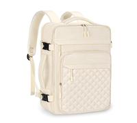 MOSISO Sac à dos de Voyage pour Hommes/Femmes, Sac Laptop 15-15,6 Quilté Losange Approuvé vol avec Cubes de rangement, Sac Cabine 16 pouces porte USB Études/Travail/Entreprise,Beige